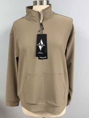 NWT Skechers Go Walk Ribbed 1/4 Zip Pullover Jacket Womens Taupe Natural